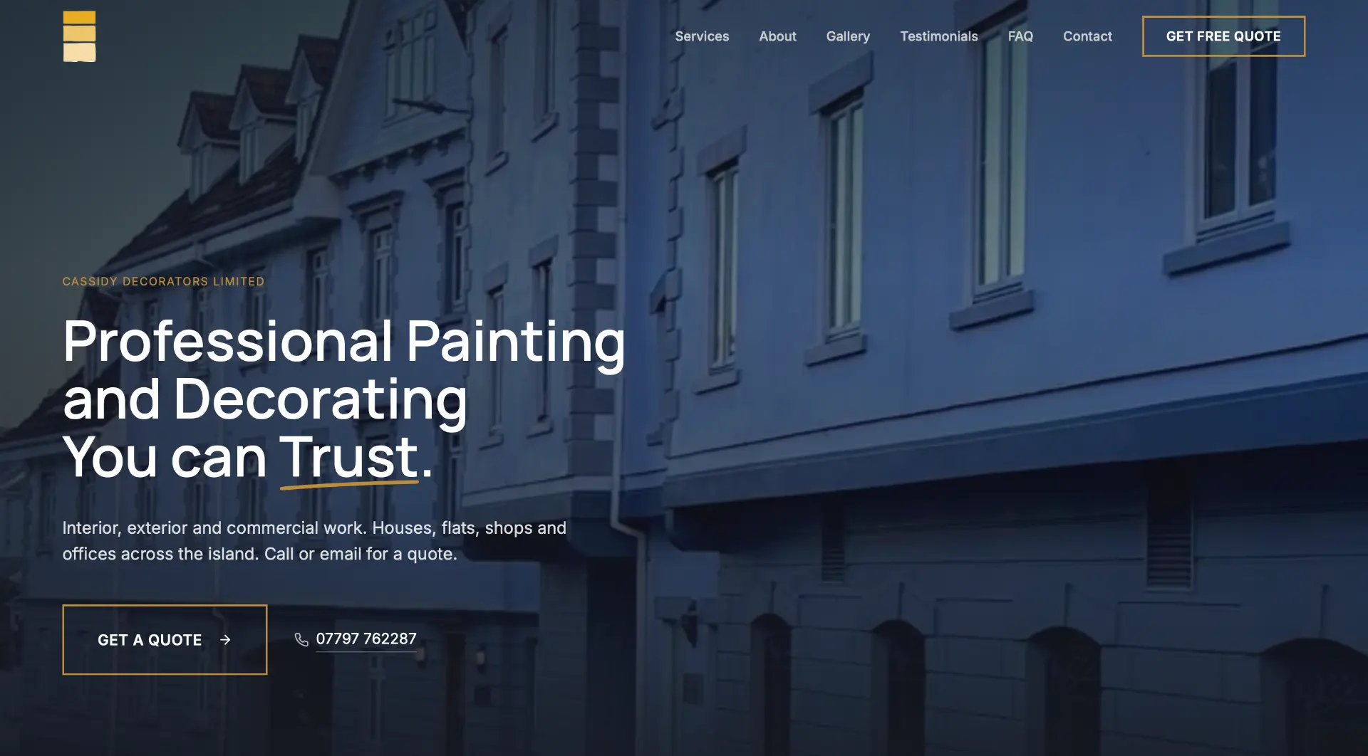 Cassidy Decorators Limited website design for painting and decorating company in Jersey