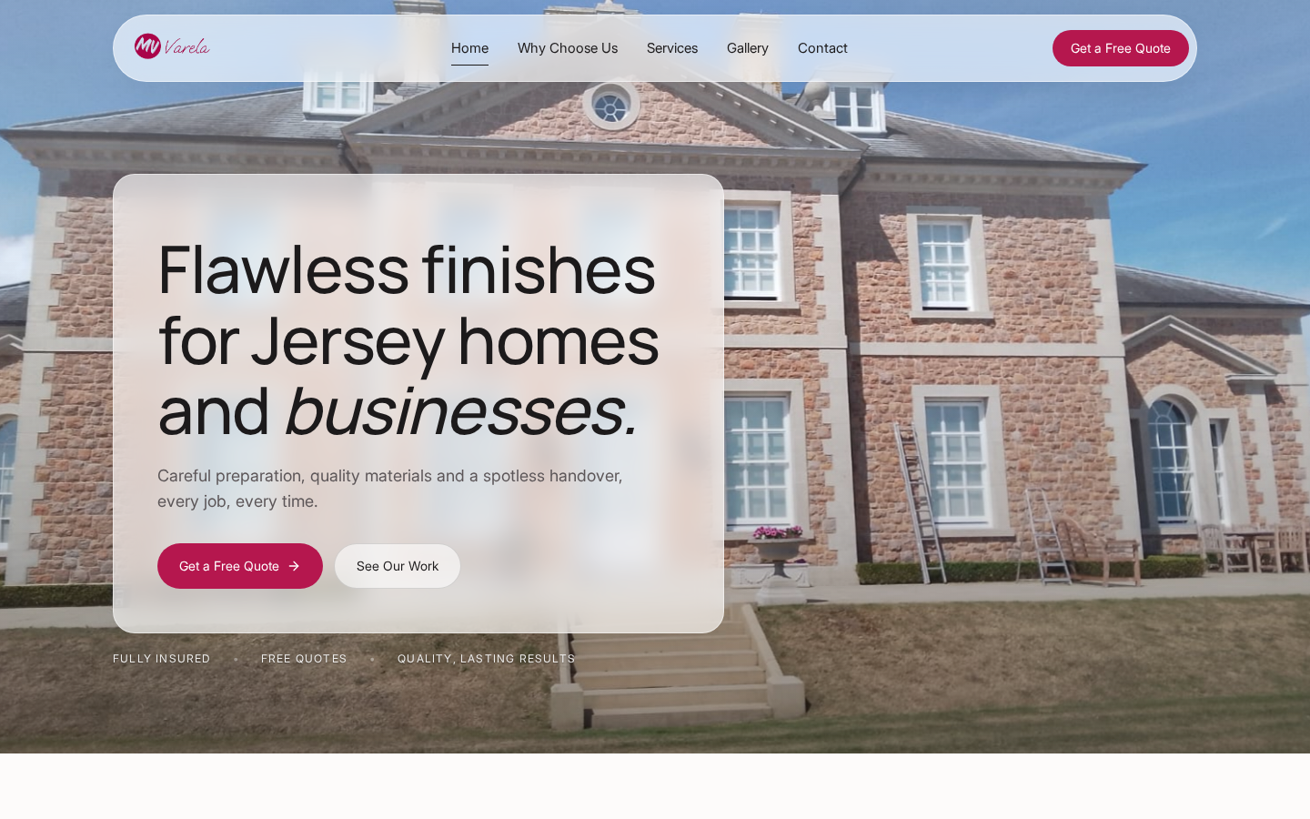 MV Varela painting and decorating website design for Jersey