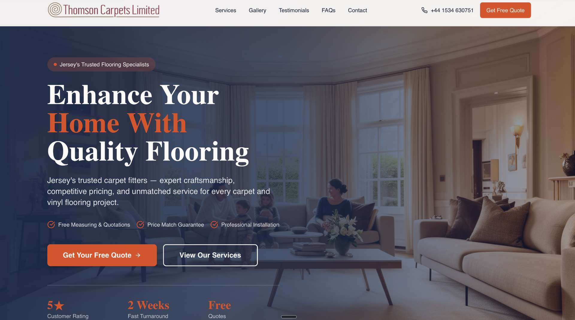 Thomson Carpets Ltd website design for flooring specialists in Jersey