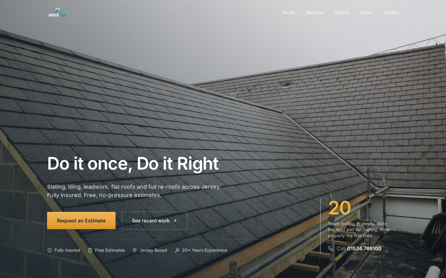 WaterTight roofing website design for Jersey