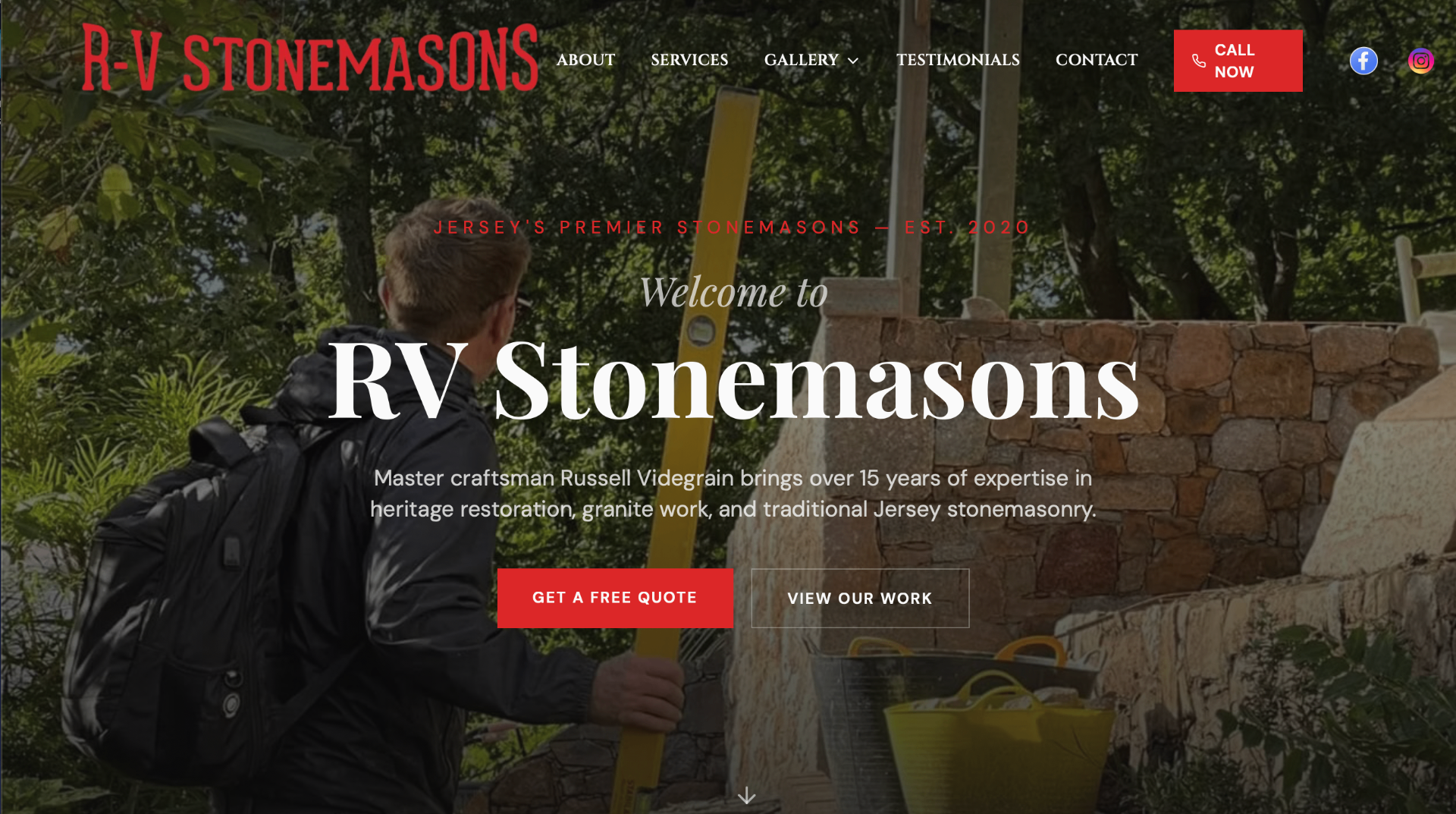 RV Stonemasons website design for stonemasonry services in Jersey
