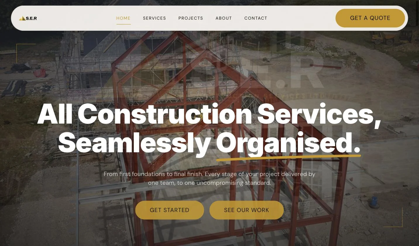 S.E.R Construction Services website design for construction company in Jersey